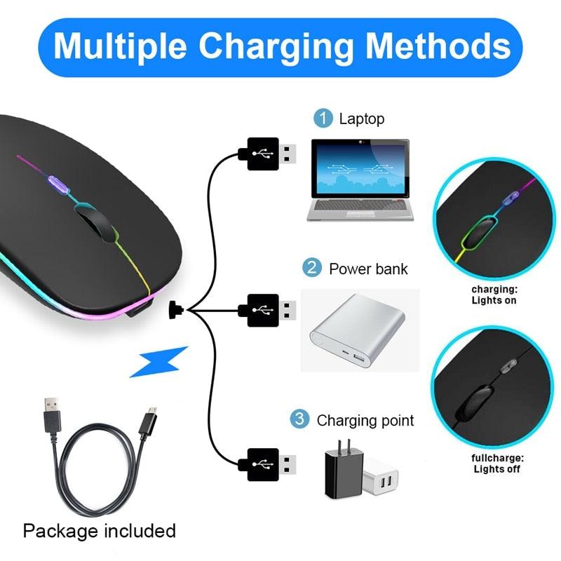 Mouse Wireless Bluetooth RGB Recarregável iMice - NebulosaShops 